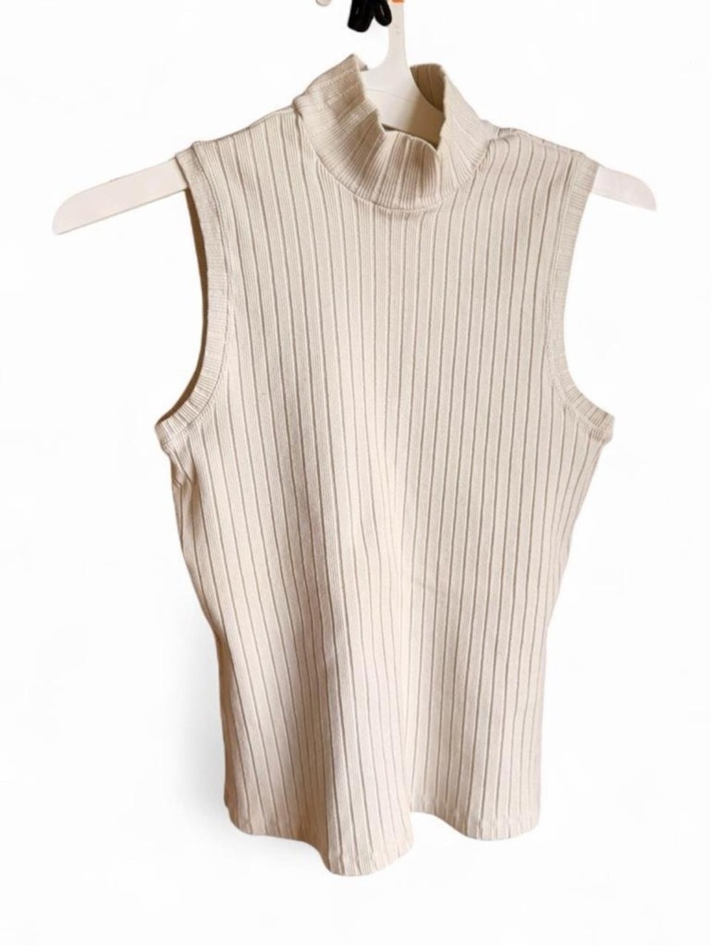 Sleeveless Ribbed Mock Neck Top - Cream